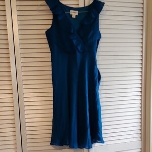 J. Crew Blue Sheath Midi Dress V-Neck Sleeveless